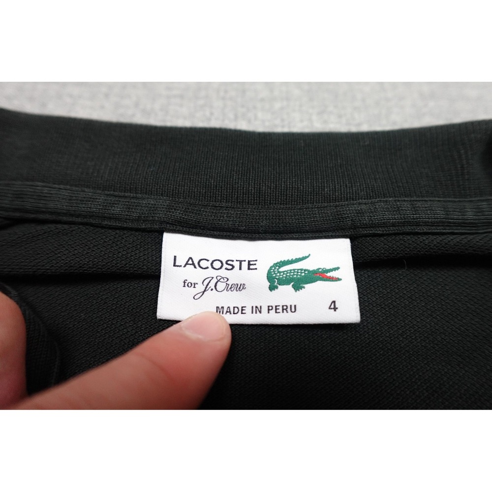 Lacoste For J.Crew Polo Mens Size 4 Black Cotton Knit Logo Soft Stretch Collared - Picture 2 of 8
